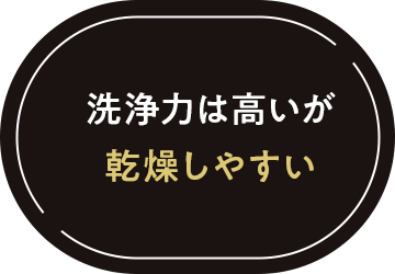 洗浄力は高いが乾燥しやすい