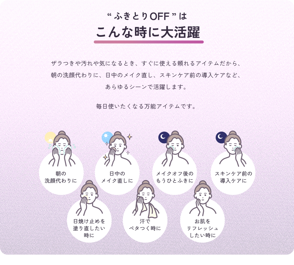 “うるおいON ”はこんな時に大活躍　乾燥や弾力が気になる場所にいつでも使えてお手軽。ほっぺや口元はもちろん、首や手元、肘など全身のポイントケアにもぴったりです。朝のメイク前にうるおいをプラスしたり、日中の乾燥レスキューに使ったりと、使い方はあなた次第！