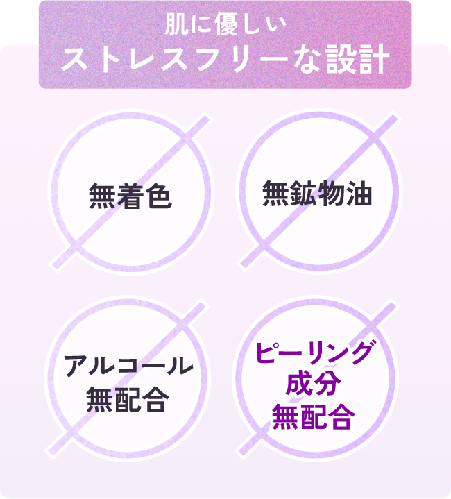 肌に優しい ストレスフリーな設計