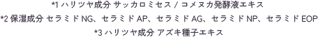 *1 整肌成分 真珠母貝エキス　*2 整肌成分　※ふきとりによる
