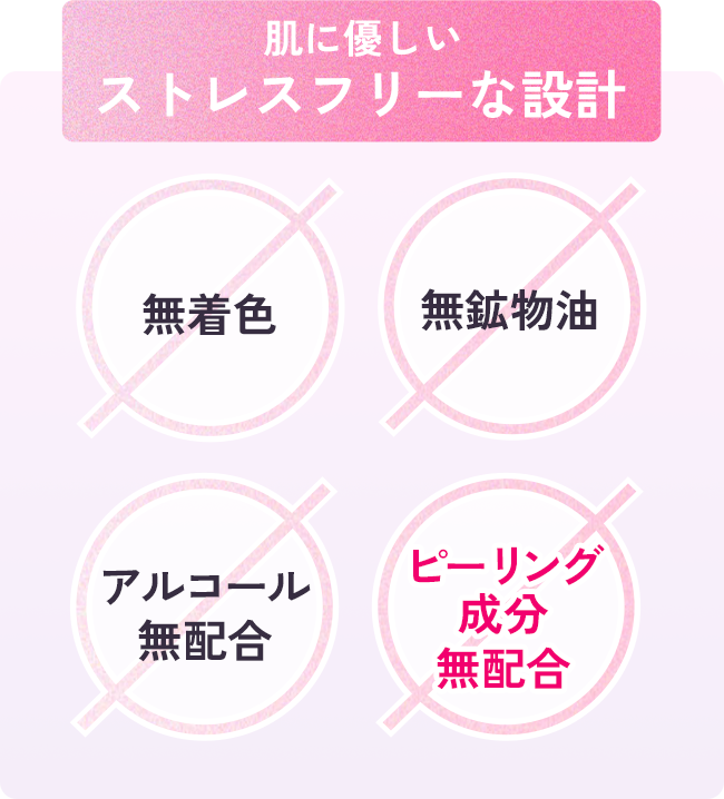 肌に優しい ストレスフリーな設計
