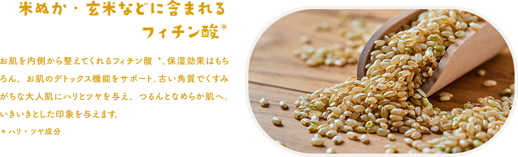 米ぬか・玄米などに含まれるフィチン酸 ハリ・ツヤ成分